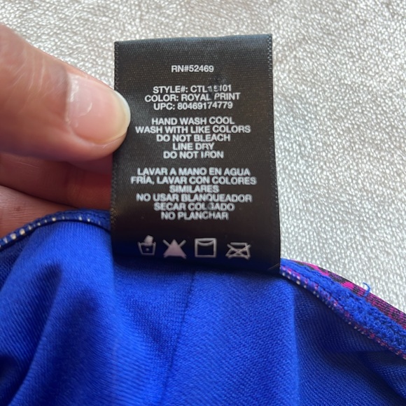 Catalina Pink Blue Purple Floral Twist One-Piece Swimsuit Size S - Picture 4 of 14